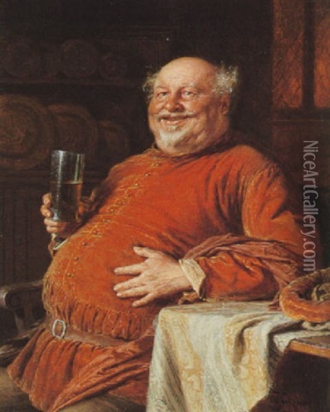 Falstaff Oil Painting - Eduard von Gruetzner