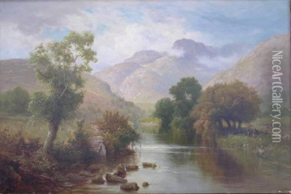 The Langdale Pikes,westmorland Oil Painting - Henry Golden Dearth