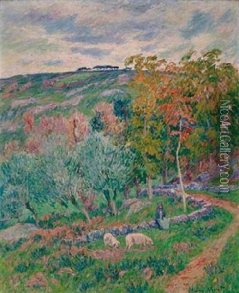 Bretonne Dans La Vallee Du Pen Clura Oil Painting - Henry Moret