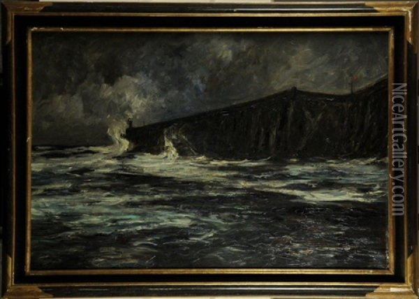 L'estacade D'ostende Oil Painting - Armand Gustave Gerard Jamar