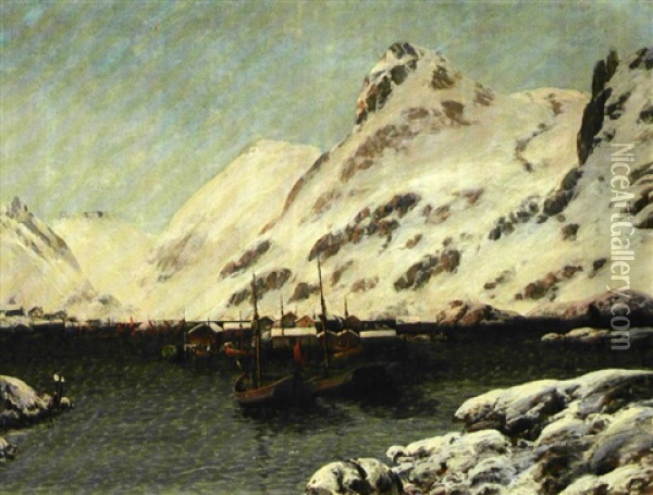 Fra Lofoten I Norrland Oil Painting - Sigvald Simensen