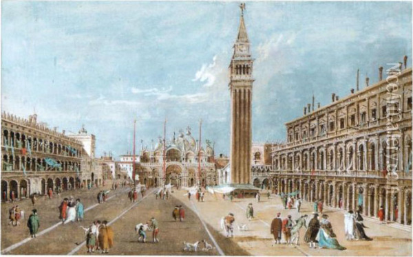 View Of Piazza San Marco Oil Painting - Giacomo Guardi