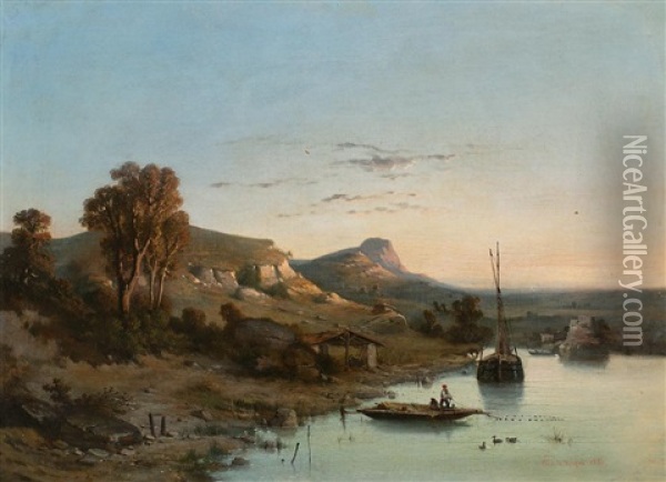 Paisaje Fluvial Oil Painting - Tony-Francois de Bergue