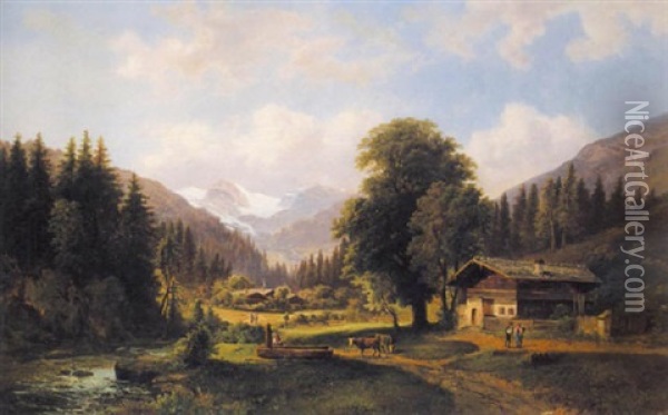 Motiv Aus Dem Unterinntal Oil Painting - Gustav Barbarini