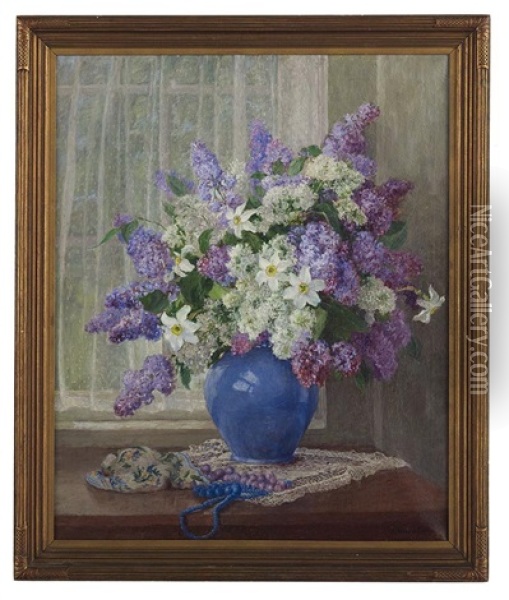 Still Life Of Lilacs And Narcissus Oil Painting - Katherine Allmond Hulbert