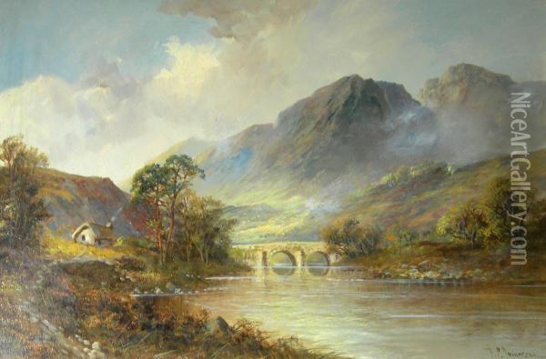 Bridge Over A Highland Stream Oil Painting - F.E. Jamieson