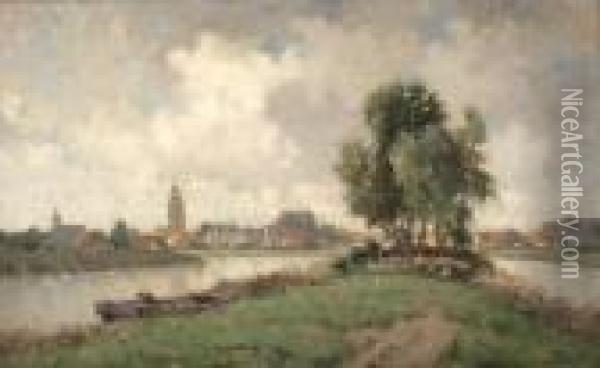 View Of Nieuwkoop Oil Painting - Gerardus Johannes Delfgaauw