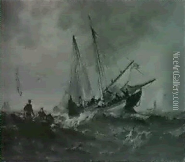 On The Fishing Banks  Breezy Weather Oil Painting - Franklin Dullin Briscoe