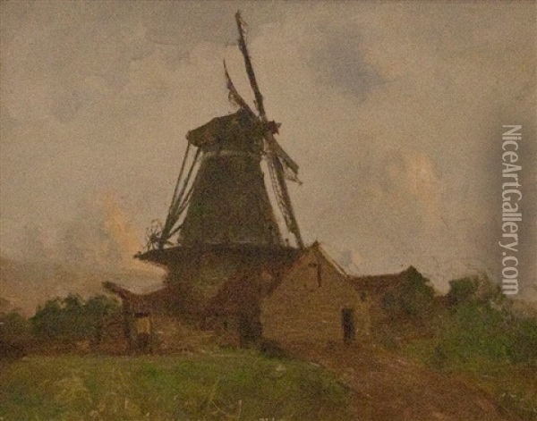 Windmill Study Oil Painting - Petrus Carel van de Velden