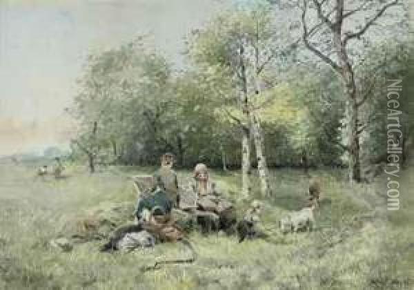 The Harvester's Picnic Oil Painting - Johan Mari Ten Kate