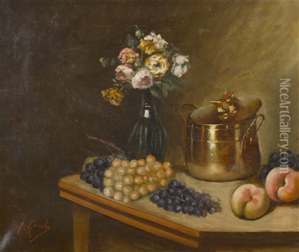 Stillleben Mit Fruchten Und Blumen Oil Painting - Fausto Giusto