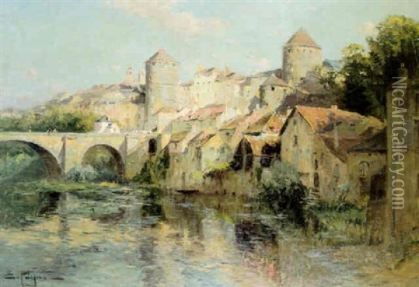 Ville Au Bord De L'eau Oil Painting - Edmond Marie Petitjean