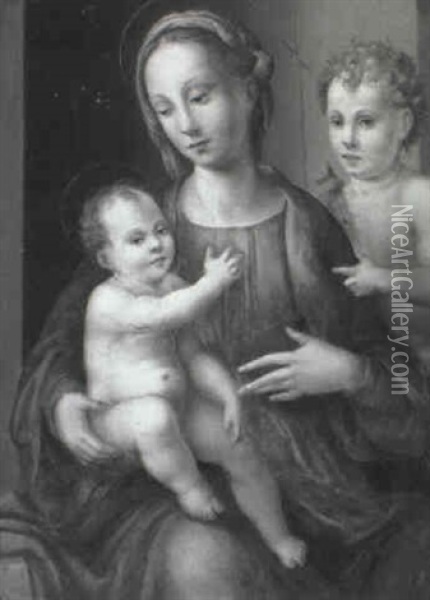 The Madonna And Child With The Infant St. John Oil Painting - Domenico Puligo