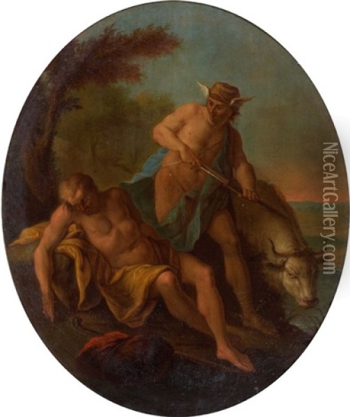 Mercure Et Argus (+ Acis Et Galatee Surpris Par Polypheme; Pair) Oil Painting - Daniel Sarrabat the Younger