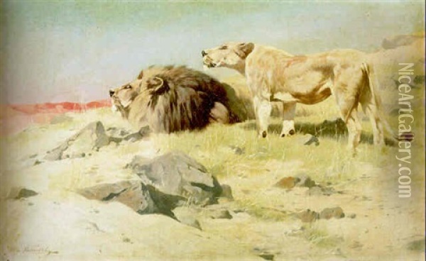 Robbers Of The Desert Oil Painting - Wilhelm Friedrich Kuhnert