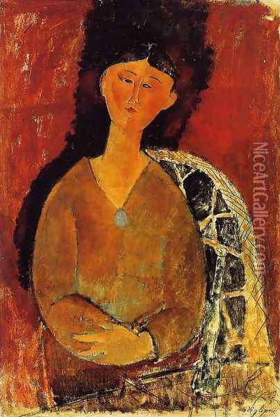 Beatrice Hastings, Seated Oil Painting - Amedeo Modigliani