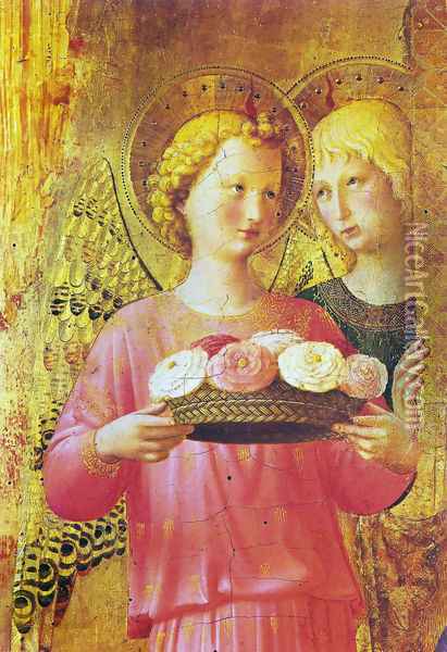 Triptych of Perugia. Virgin with child, angels and saints Oil Painting - Angelico Fra