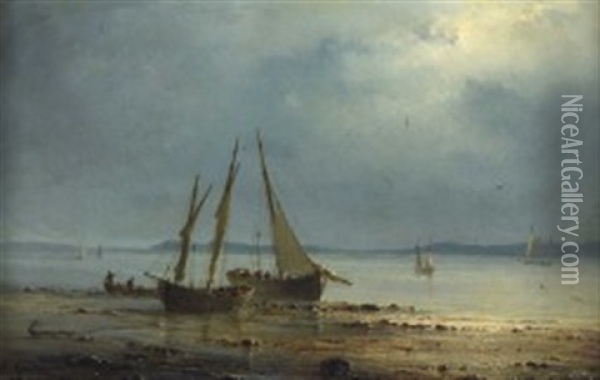 Crepuscules En Bord De Mer (2 Works) Oil Painting - Henriette Gudin