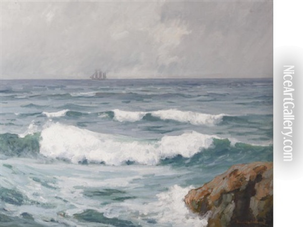 Breaking Waves (sailing Along) Oil Painting - Maurice Braun