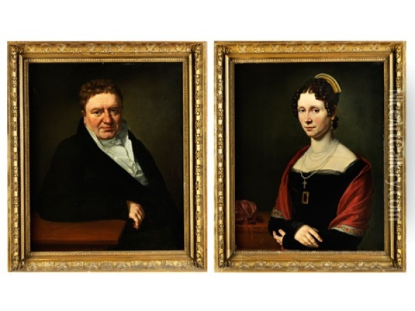 Portrait Von Herrn Und Frau Scheichenpflug Oil Painting - Moritz Kellerhoven