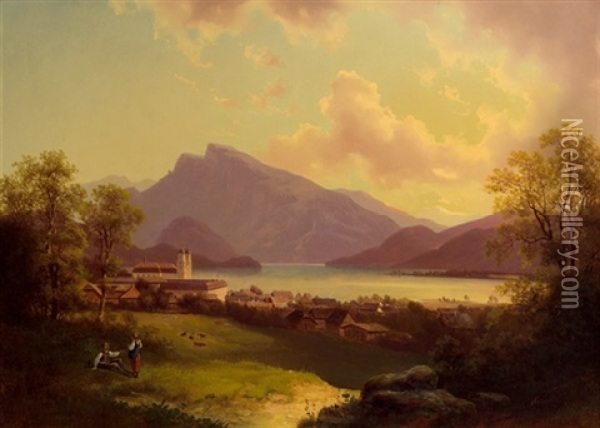 Motiv Vom Mondsee Oil Painting - Konrad Petrides