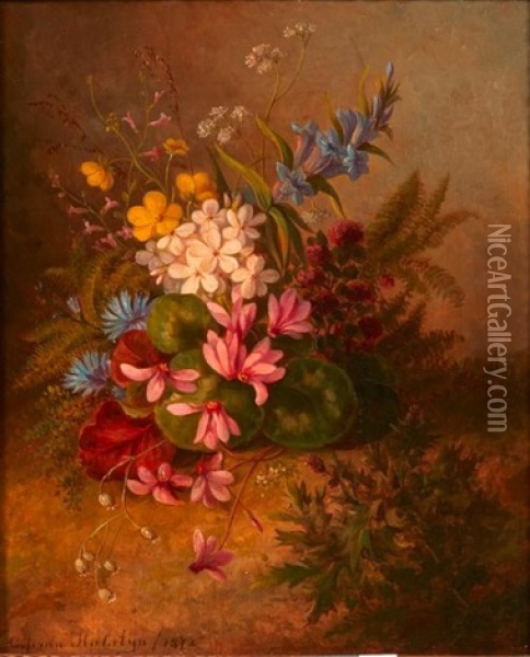 Bouquet De Fleurs, 1872 Oil Painting - Cornelis Johannes van Hulsteyn