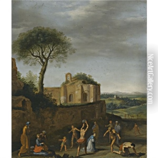 The Stoning Of Saint Stephen Oil Painting - Cornelis Van Poelenburgh