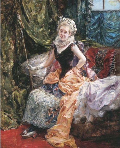 Joven Elegante Oil Painting - Eduardo Leon Garrido