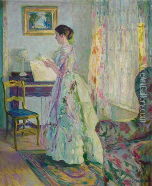 The Letter Oil Painting - F. De Forrest Schook