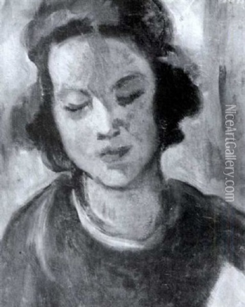 Portrait De Jeune Fille Oil Painting - Manuel Ortiz De Zarate