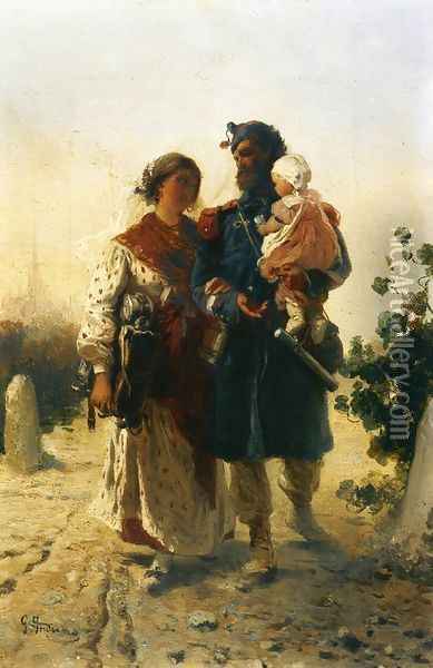 The Return of the Soldier Oil Painting - Girolamo Induno