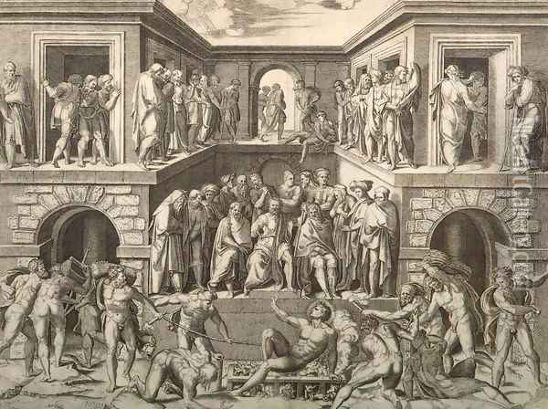 Martyrdom of St Lawrence Oil Painting - Marcantonio Raimondi