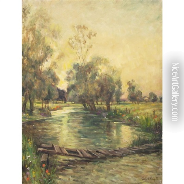 Stream In Beaumont-le-roger, Normandy Oil Painting - Louis Aston Knight