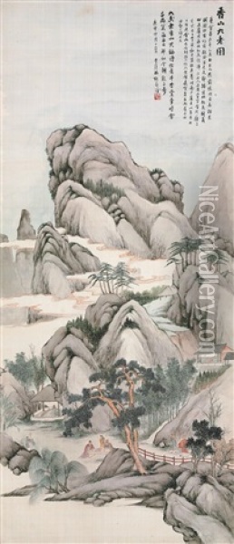 Nine Poets In Tang Dynasty Oil Painting -  Lin Shu