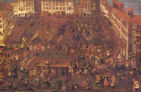 Festa In Una Piazza Oil Painting - Joseph Heintz the Younger