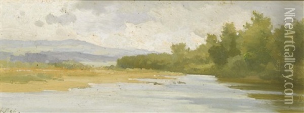 Rives De L'aar Oil Painting - Auguste Bachelin