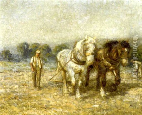 Cleaning The Land Oil Painting - Harold Joseph Swanwick