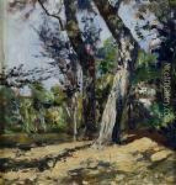 Alberi Oil Painting - Attilio Pratella