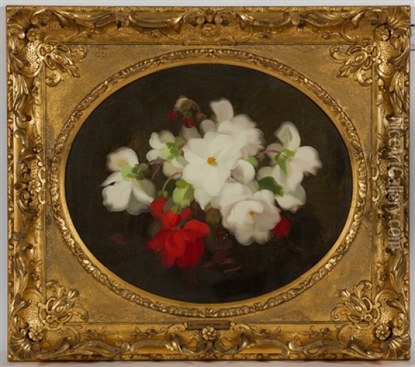 Red And White Flowers Oil Painting - Sir James Stuart