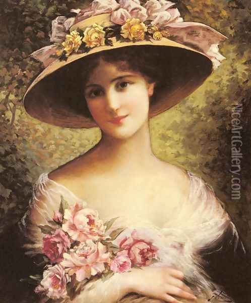 The Fancy Bonnet Oil Painting - Emile Vernon