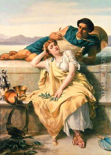 A Greek Ode Oil Painting - Alfred Elmore