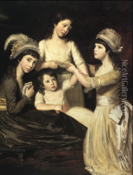 Group Portrait Of The Daughters Of Christopher And Anne Gullett Oil Painting - John Opie