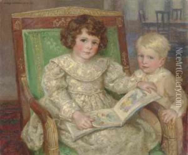 The Picture Book Oil Painting - Mary Louise Fairchild