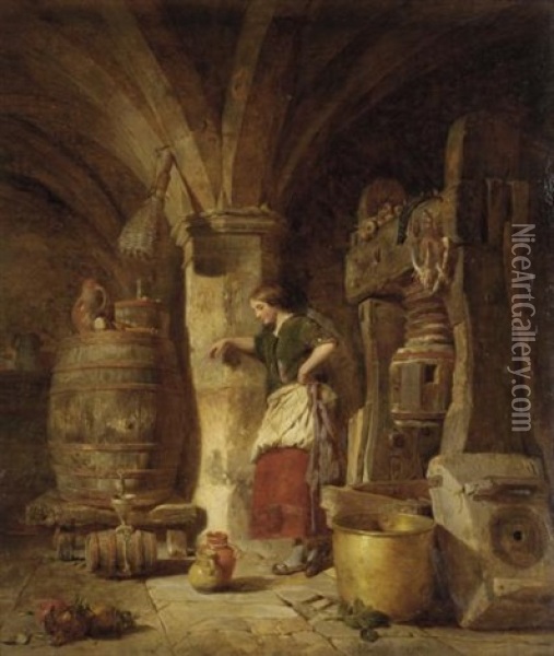 The Cider Press Oil Painting - Alfred Provis