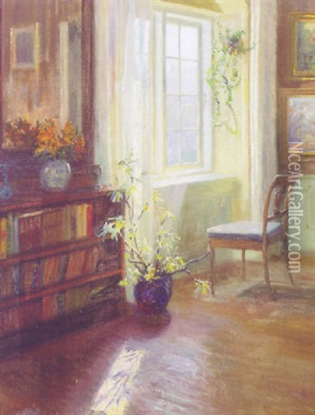 A Sunlit Interior Oil Painting - Robert Panitzsch