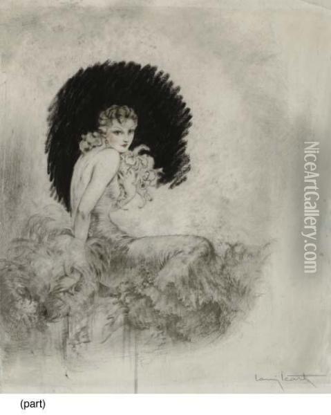 A Drypoint Etching With Handcolouring Oil Painting - Louis Icart