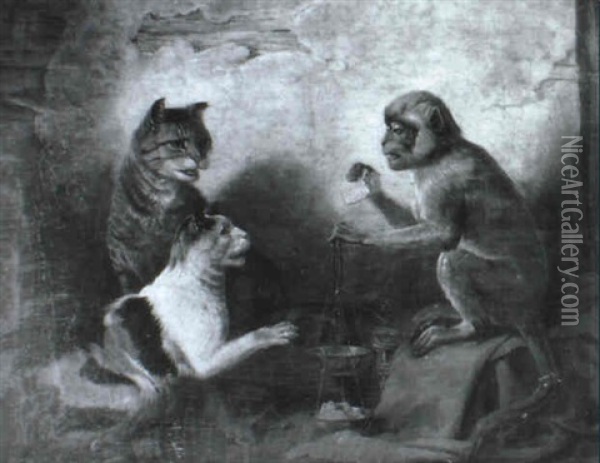 Monkey Business Oil Painting - Sir Edwin Henry Landseer