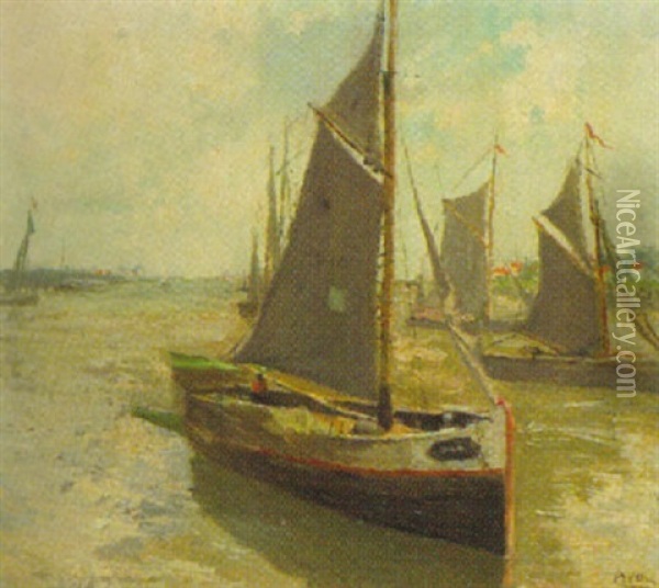 Kustenlandschaft Mit Einlaufenden Fischerbooten Oil Painting - Armand Adrien Marie Apol