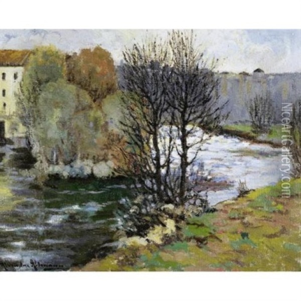 Mill Along The River Oil Painting - Alexandre Altmann