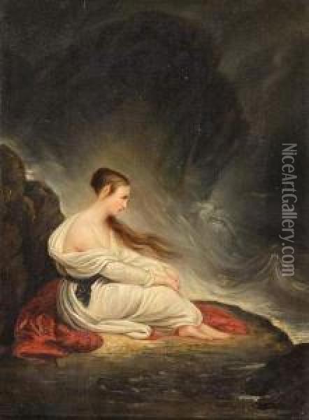 La Grece Sur Les Ruines De Missolonghi. Oil Painting - Ary Scheffer